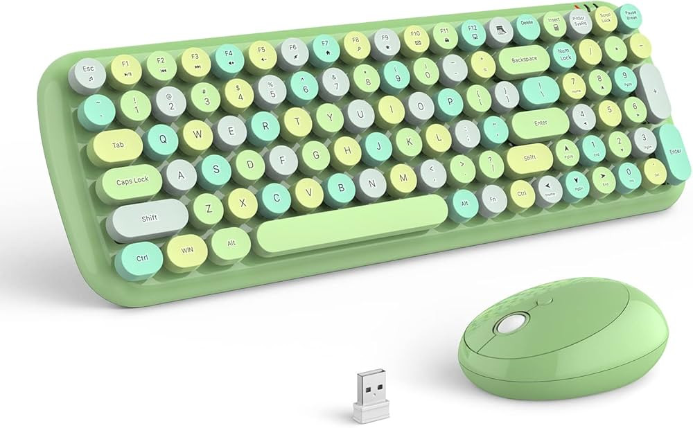 MOFII Wireless Keyboard and Mouse Combo, 2.4GHz RF, Green Colorful, Indoor, 33ft Range, Plug & Pl... | Amazon (US)