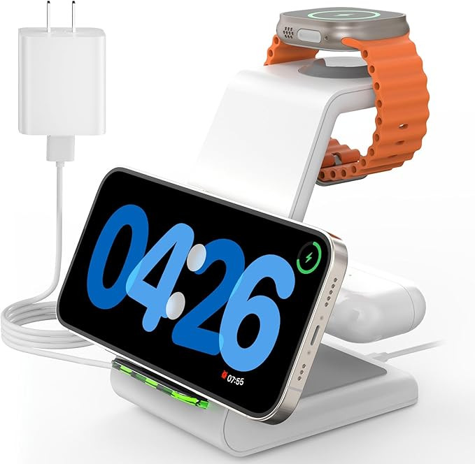 JoyGeek 3 in 1 Wireless Charging Station for Apple, Wireless Charger Stand for iPhone 15/14/13/12... | Amazon (US)