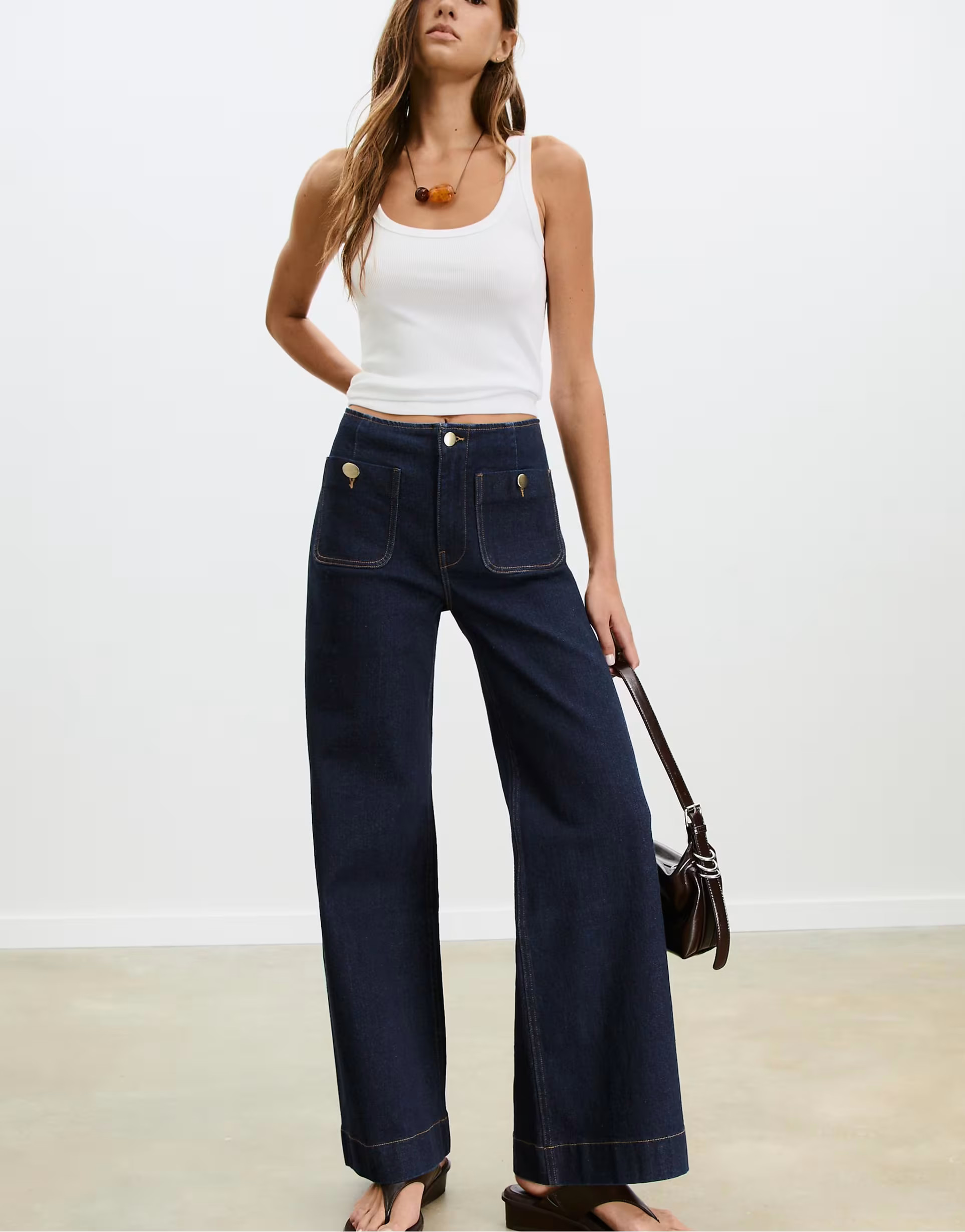 Stradivarius D77 minimalist jeans with pockets in overdyed blue denim | ASOS (Global)