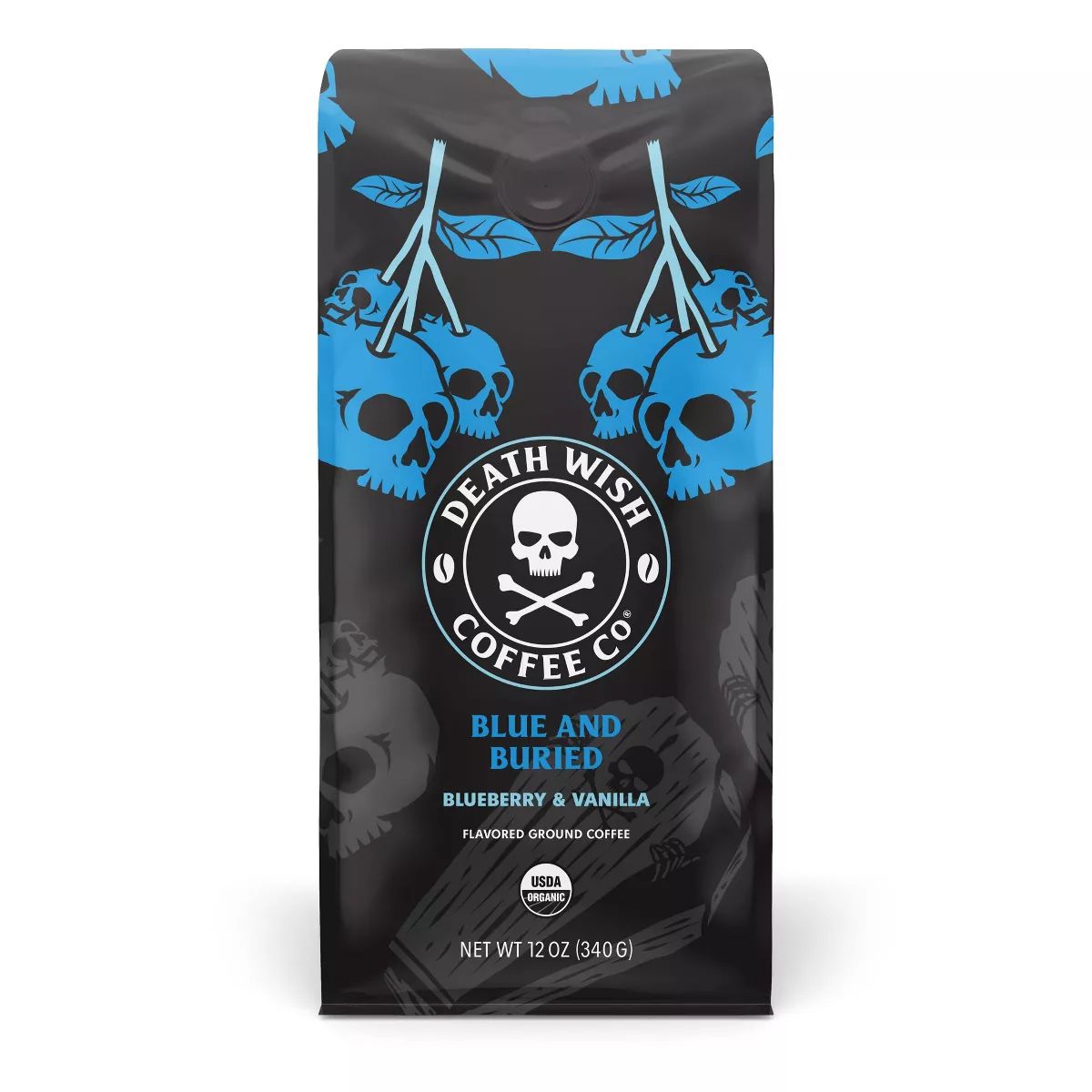 Death Wish Blue & Buried Blueberry and Vanilla Flavored Ground Coffee Fair Trade & Organic - 12oz | Target
