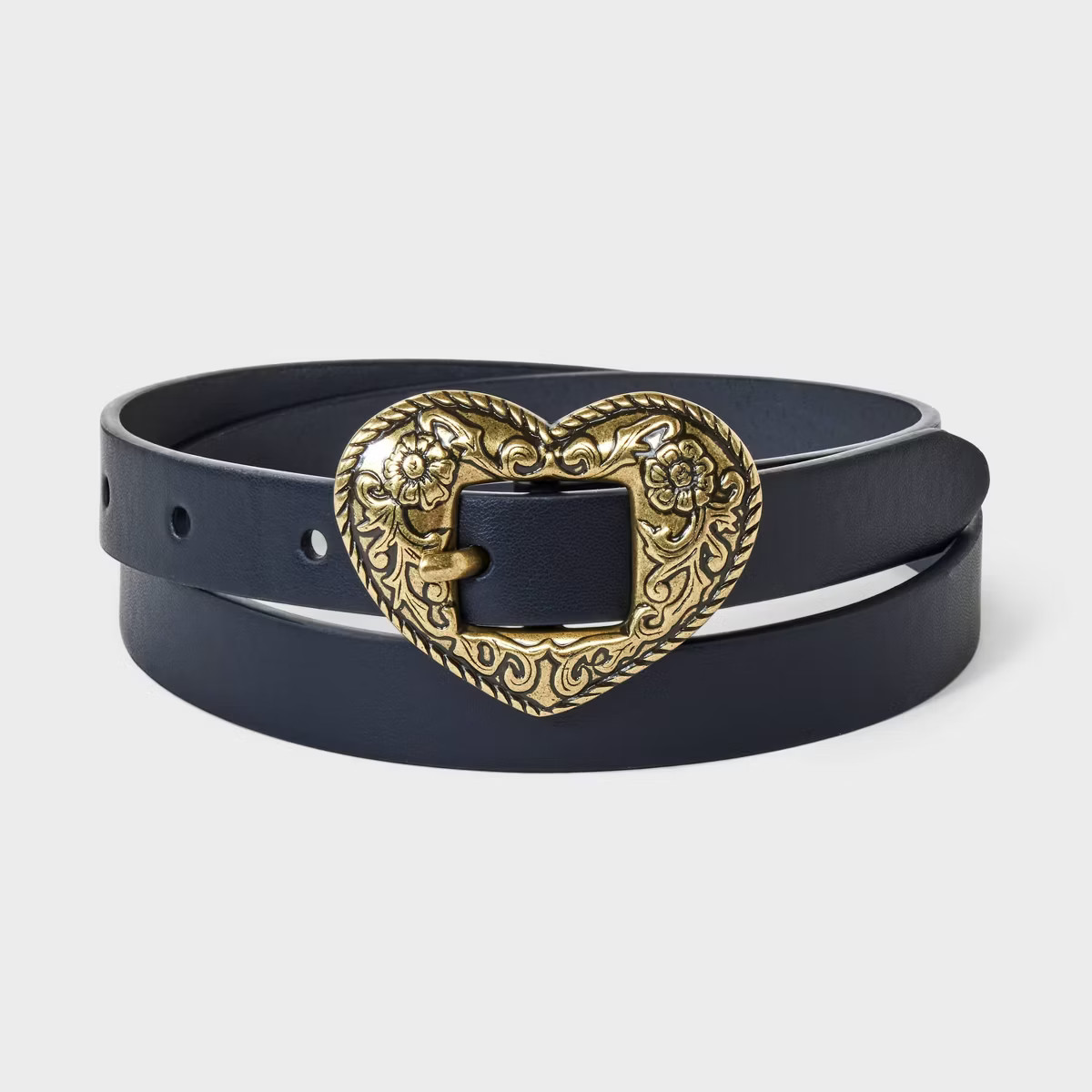 Girls' Western Heart Buckle Belt - art class™ Black/Gold | Target