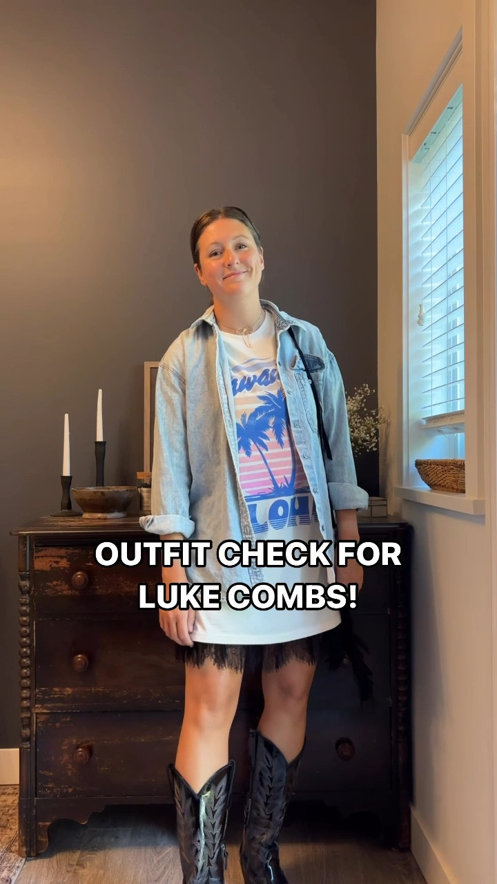 I am going to the Luke Combs concert this week and am sooo excited to get my Hurricane on, so I am dressing a little bit country for the occasion. 🤠 The incredible boots are from Lane and the t-shirt dresses is $20 at Target (I’m wearing a S/M)! I used an Amazon lace slip under it to add some extra flare (I’m wearing a M), and I looove how this concert outfit came together 🎶 Note that similar dresses sell for $65 at Urban Outfitters! #concert 

#LTKStyleTip #LTKMidsize #LTKTravel