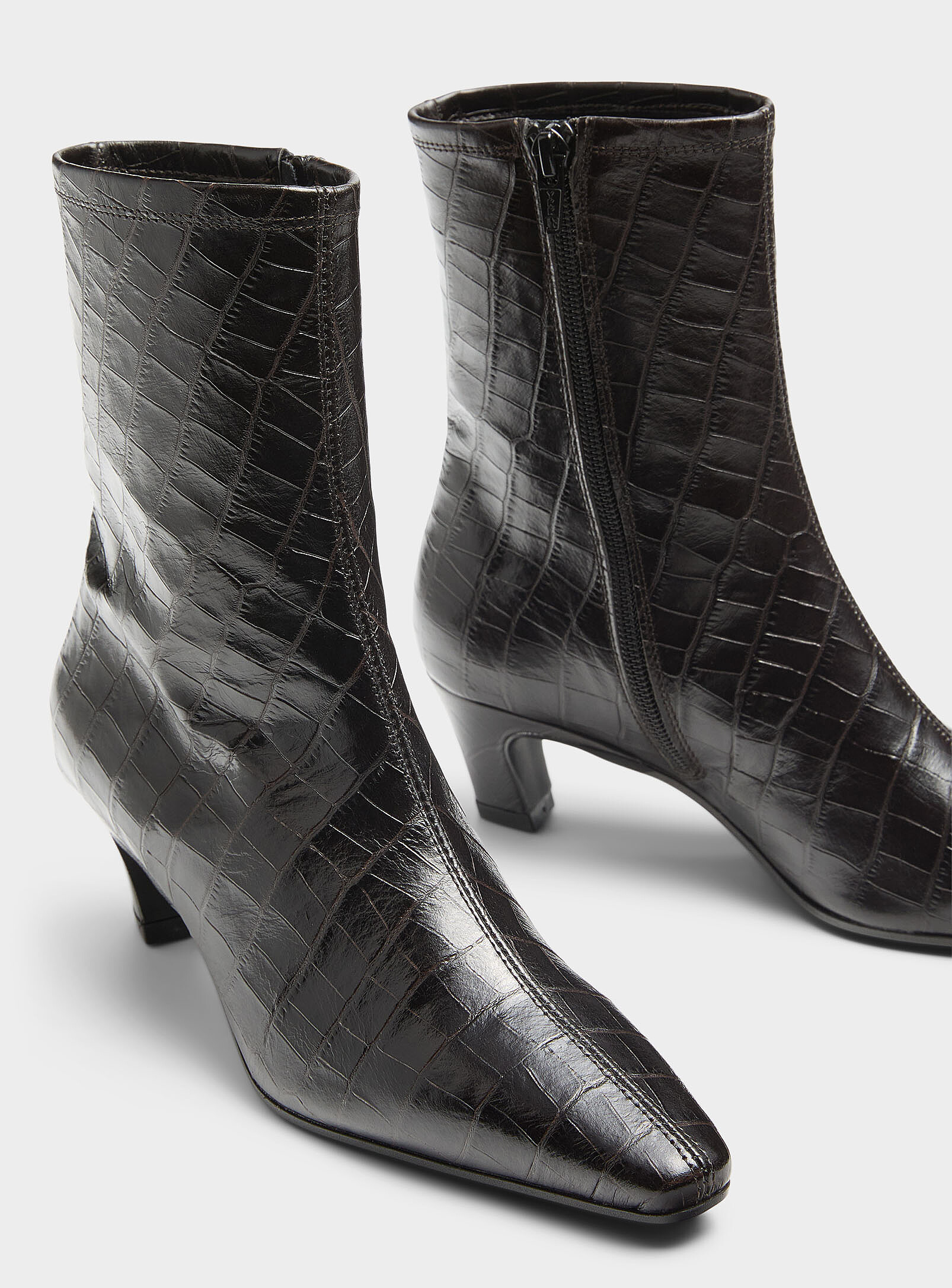 Kitten-heel croc leather boots <b>Exclusive collection from Italy</b> Women | Simons