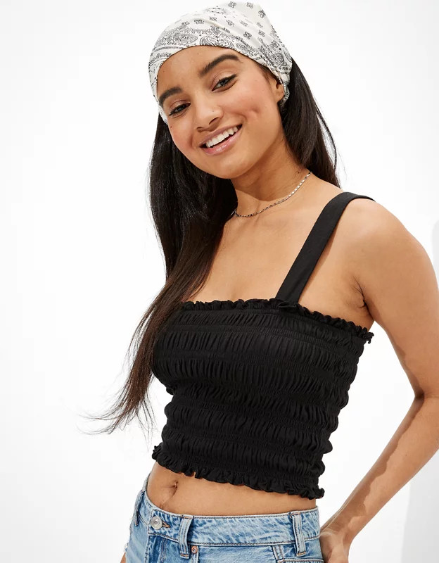 AE Cropped Smocked Tank Top | American Eagle Outfitters (US & CA)