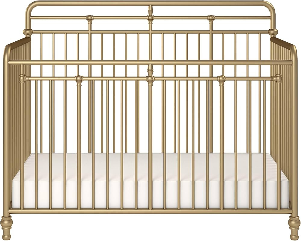 Little Seeds Monarch Hill Hawken 3 in 1 Convertible Metal Crib, Gold | Amazon (US)