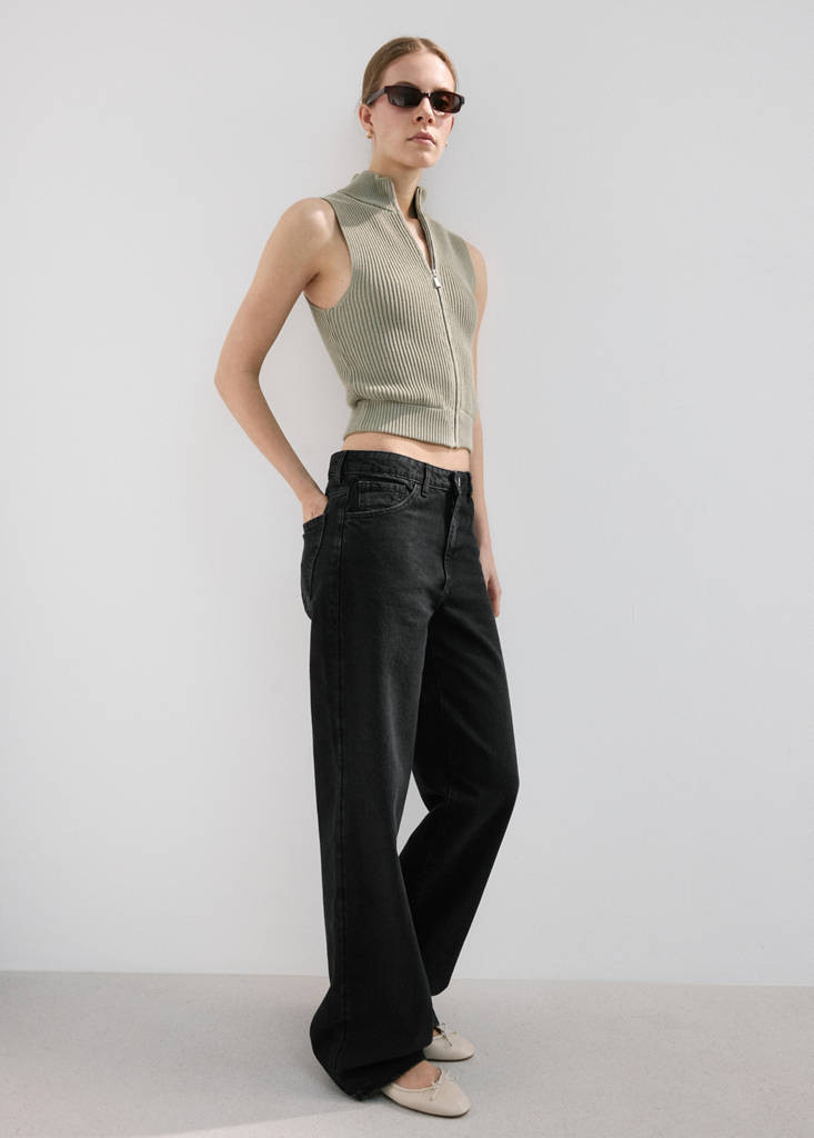 Danila high-waisted wide leg jeans black denim - Woman - 16 - MANGO | Mango (US/MX/AU)