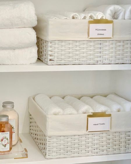 20% off bins ✨ linen closet organization white bins woven baskets with liners 

#LTKfindsunder50 #LTKhome #LTKsalealert