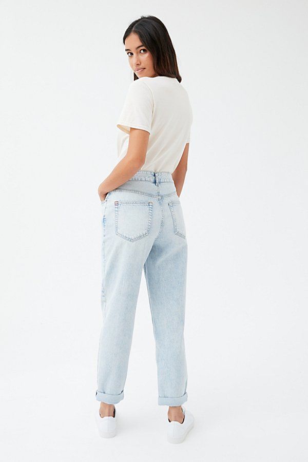 BDG Petite High-Waisted Mom Jean - Bleached Light Wash | Urban Outfitters (US and RoW)