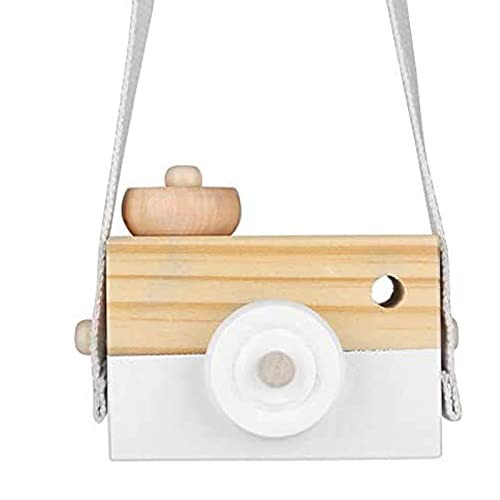 Wooden Mini Camera Toy, Hsxxf White Baby Kids Neck Hanging Photographed Props Camera Toy with Rope Cute Wood Camera Toys for Kid's Room Hanging Decoration (White), 3.5x1.4x2.9 Inch (Pack of 1) | Amazon (US)