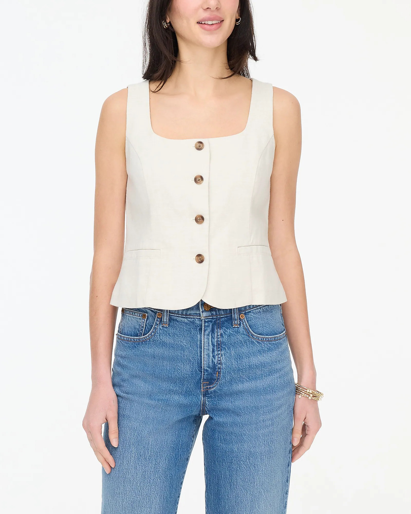 Squareneck linen-blend vest | J.Crew Factory
