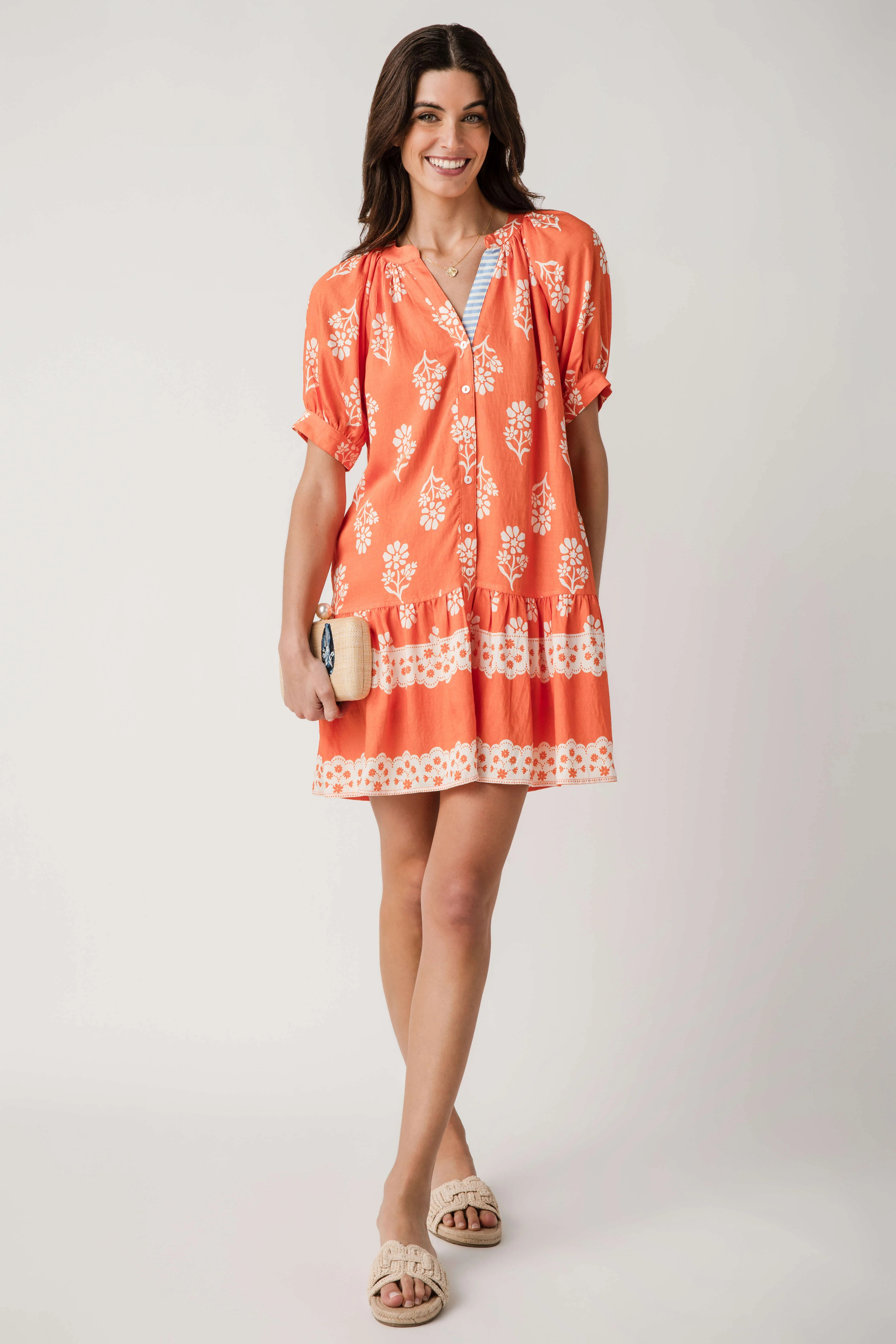 THML Block Print Puff Sleeve Dress | Social Threads
