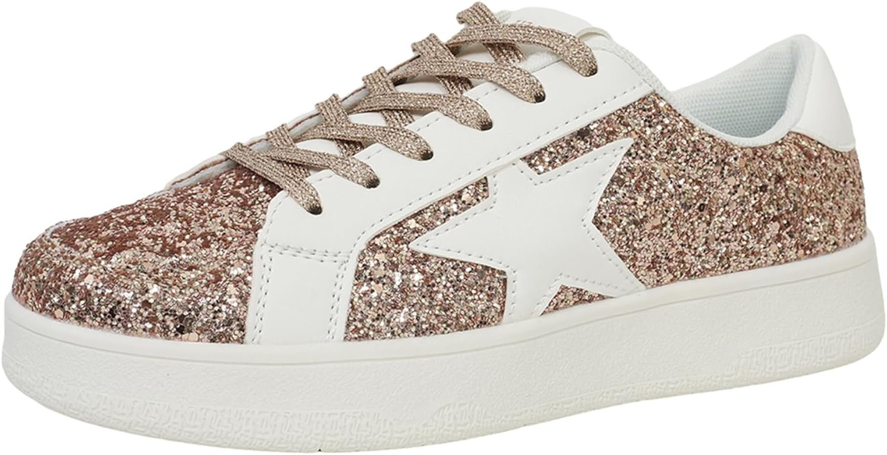 Women's Fashion Star Sneaker Low Top Comfortable Cushioned Walking Shoes Lace Up Glitter Platform... | Amazon (US)