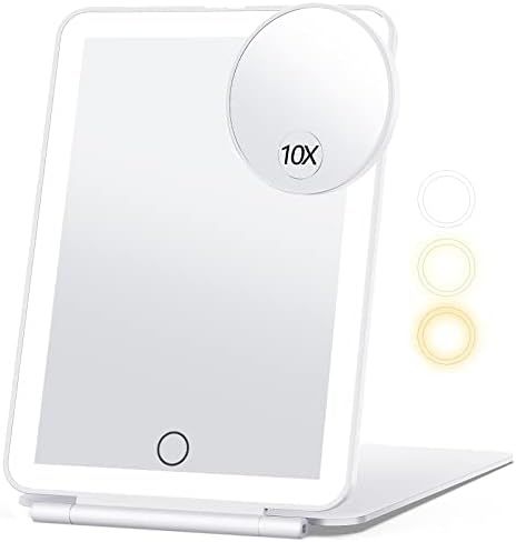 Amazon.com: Travel Makeup Mirror with 10X Magnifying Mirror, Vanity Mirror with 80LEDs, 3 Color L... | Amazon (US)