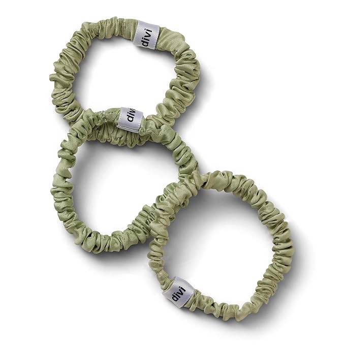 divi Silk Scrunchies - No Damage, No Crease, Thin Satin Scrunchies for Hair - Comfortable and Sta... | Amazon (US)
