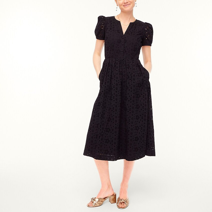 Eyelet puff-sleeve dress | J.Crew Factory