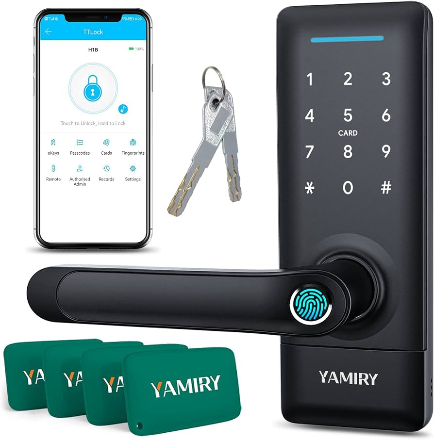 Smart Lock, Yamiry Keyless Entry Keypad Door Lock with Handle, Fingerprint Smart Door Lock for Fr... | Amazon (US)