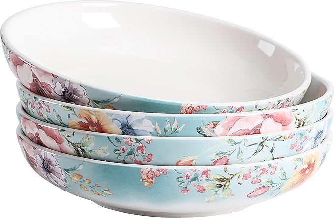 Bico Margret's Garden Ceramic 35oz Dinner Bowls, Set of 4, for Pasta, Salad, Cereal, Soup & Micro... | Amazon (US)