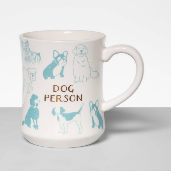 15oz Stoneware Dog Person Diner Mug White - Opalhouse™ | Target