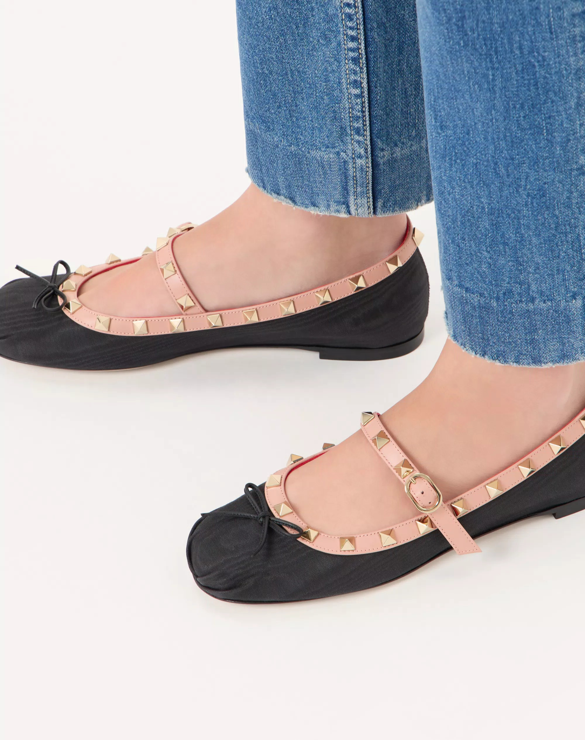 Mary-Jane Rockstud Ballerina In Moire Fabric 05Mm | Valentino