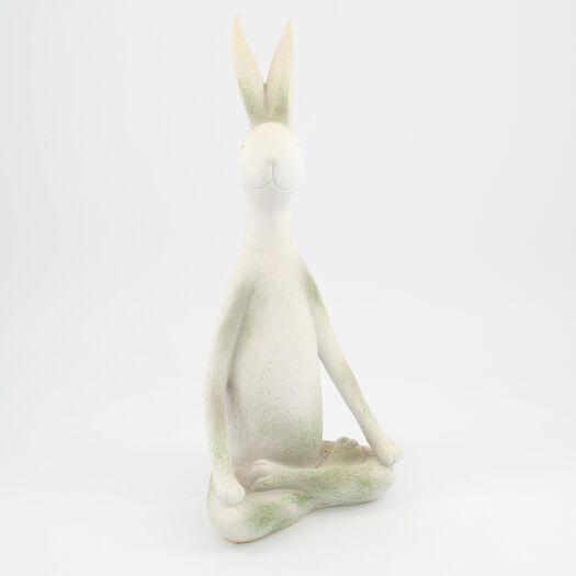 White Meditating Rabbit Garden Ornament 40x18cm | TK Maxx