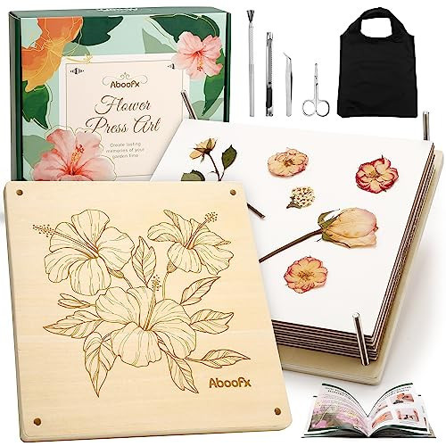 Aboofx Flower Press Kit, Craft Kits 11"x11" 10 Layers Wooden Flower Pressing Kit for Crafts Pressed Flowers & Plant Press for Spring DIY Craft Art, Preservation Kits for Bookmark Frame Flowers Drying | Amazon (US)