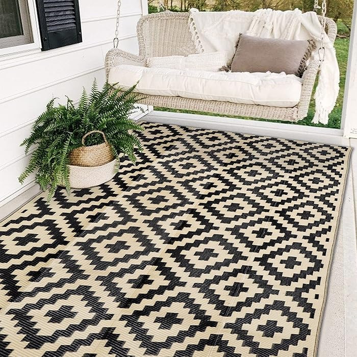 SAND MINE Waterproof Outdoor Rug 5x8 ft, Plastic Reversible Rug, Modern Area Rug, Large Floor Mat... | Amazon (US)