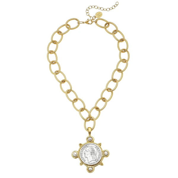 French Coin + Freshwater Pearl Necklace | Susan Shaw