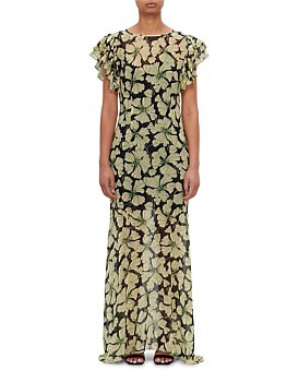 David Jones De La Vali Bougainvillea Print Maxi Dress in Art Deco Floral - Black, Size 8 AU | David Jones (Australia & New Zealand)
