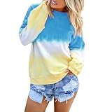 haoricu Women's Casual Triple Color Block Long Sleeve Pullover Loose Lightweight Tops Sweatshirts Bl | Amazon (US)