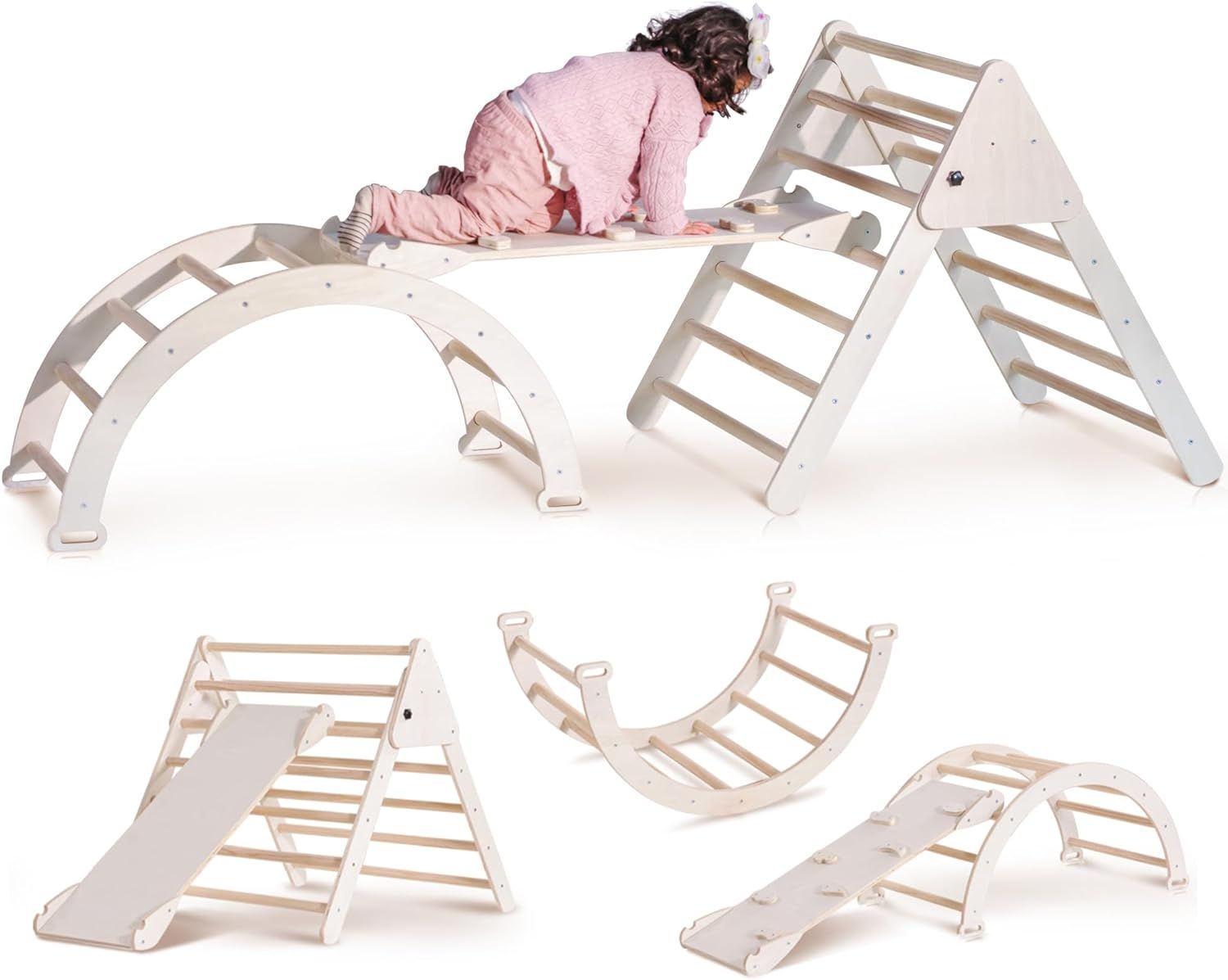 RMHDSLF 5 in 1 Pikler Triangle Set, Wooden Montessori Foldable Climbing Set, Toddler Climbing Toy... | Amazon (US)