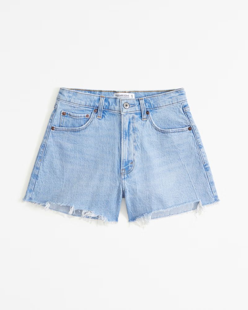 Curve Love High Rise 90s Cutoff Short | Abercrombie & Fitch (US)