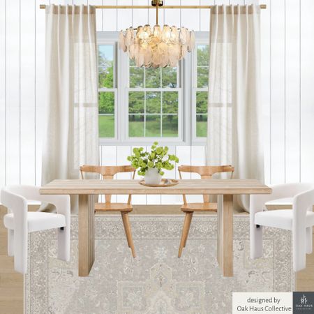 Step into serenity with this light and airy dining room ☁️✨ A perfect blend of natural light, gentle hues, and delicate textures.✨ 

#LightAndAiryVibes #DiningRoomBliss #serenityspace #diningroom #diningroomideas #diningroominspo #eatinkitchen #kitchendecor #diningroomtable #chandelier #diningchairs #moderncoastal #organicmodern #woodtable #diningrug #lightfixture #virtualdesign 

#LTKstyletip #LTKfamily #LTKhome