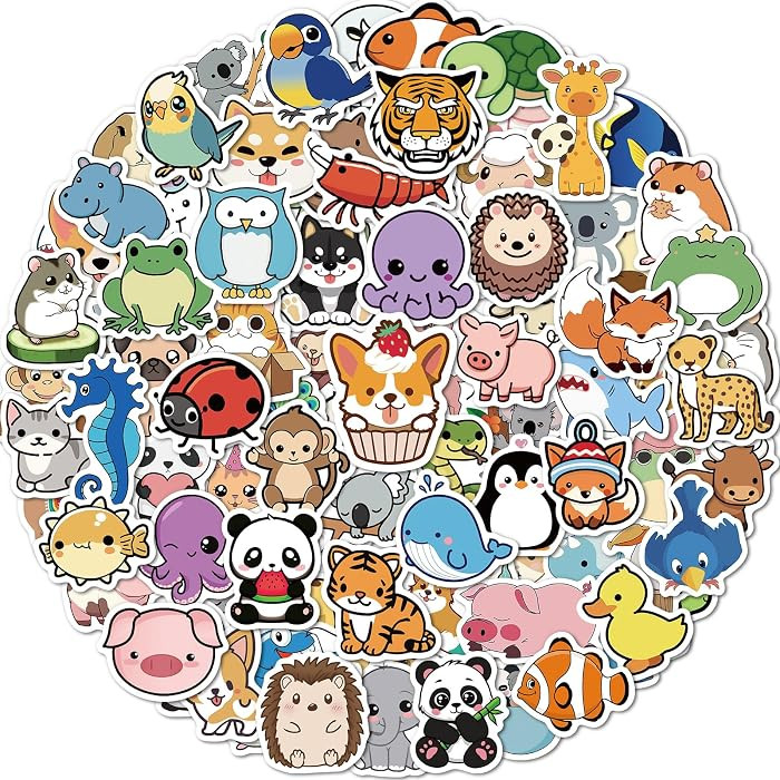 100 Pcs Animal Stickers for Kids, Cute Water Bottle Stickers for Kids Waterproof, Vinyl Laptop Ki... | Amazon (US)