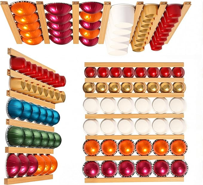 K Cup Holder,Wooden Coffee Pod Holder,10 PCS Under Cabinets Wall Mounte Vertically/Horizontally,C... | Amazon (US)