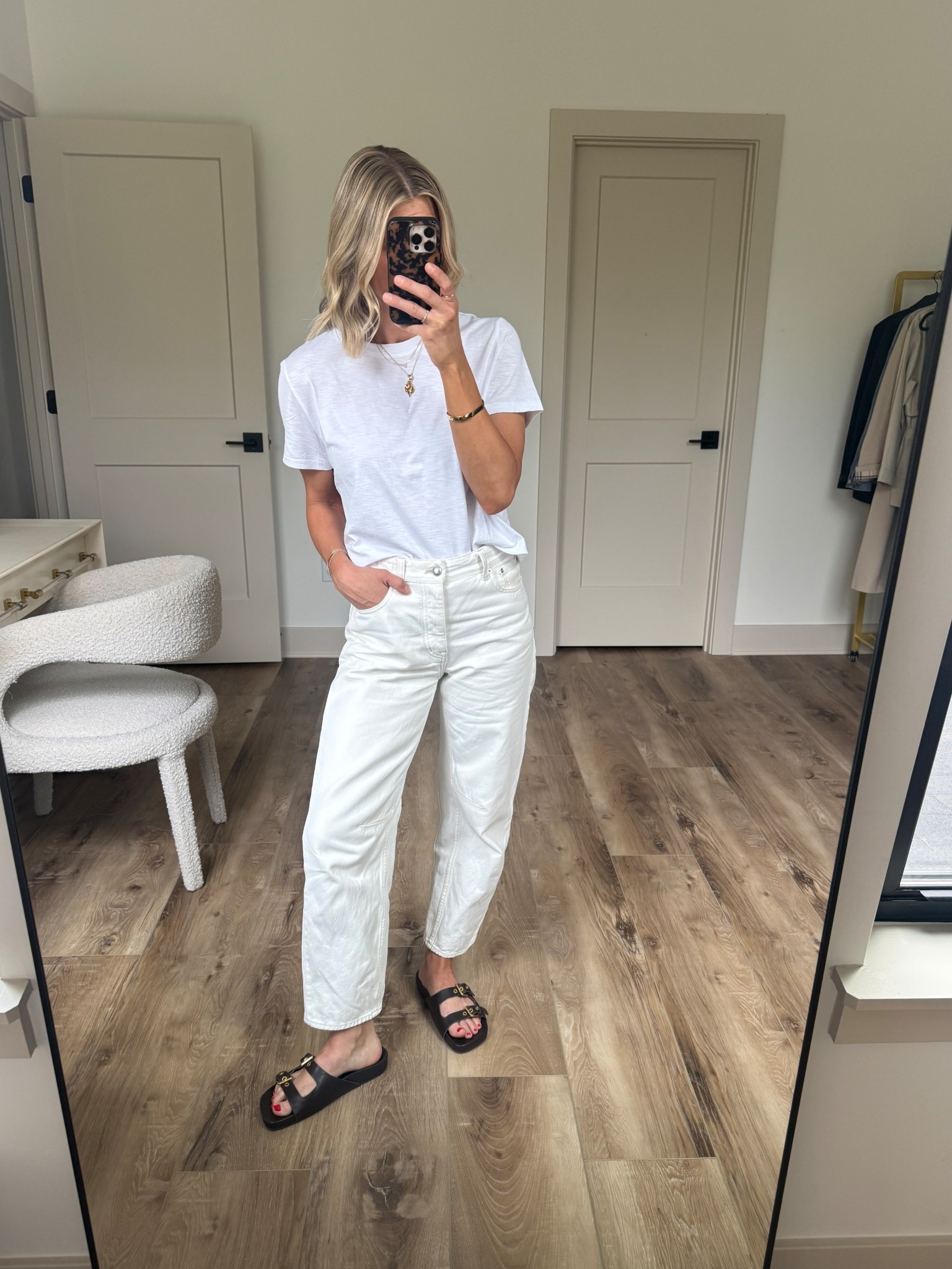 Wearing 24 jeans (run loose/big, sized down), small tee, sandals tts

@Madewell 

#LTKootd #LTKOver40 #LTKgrwm