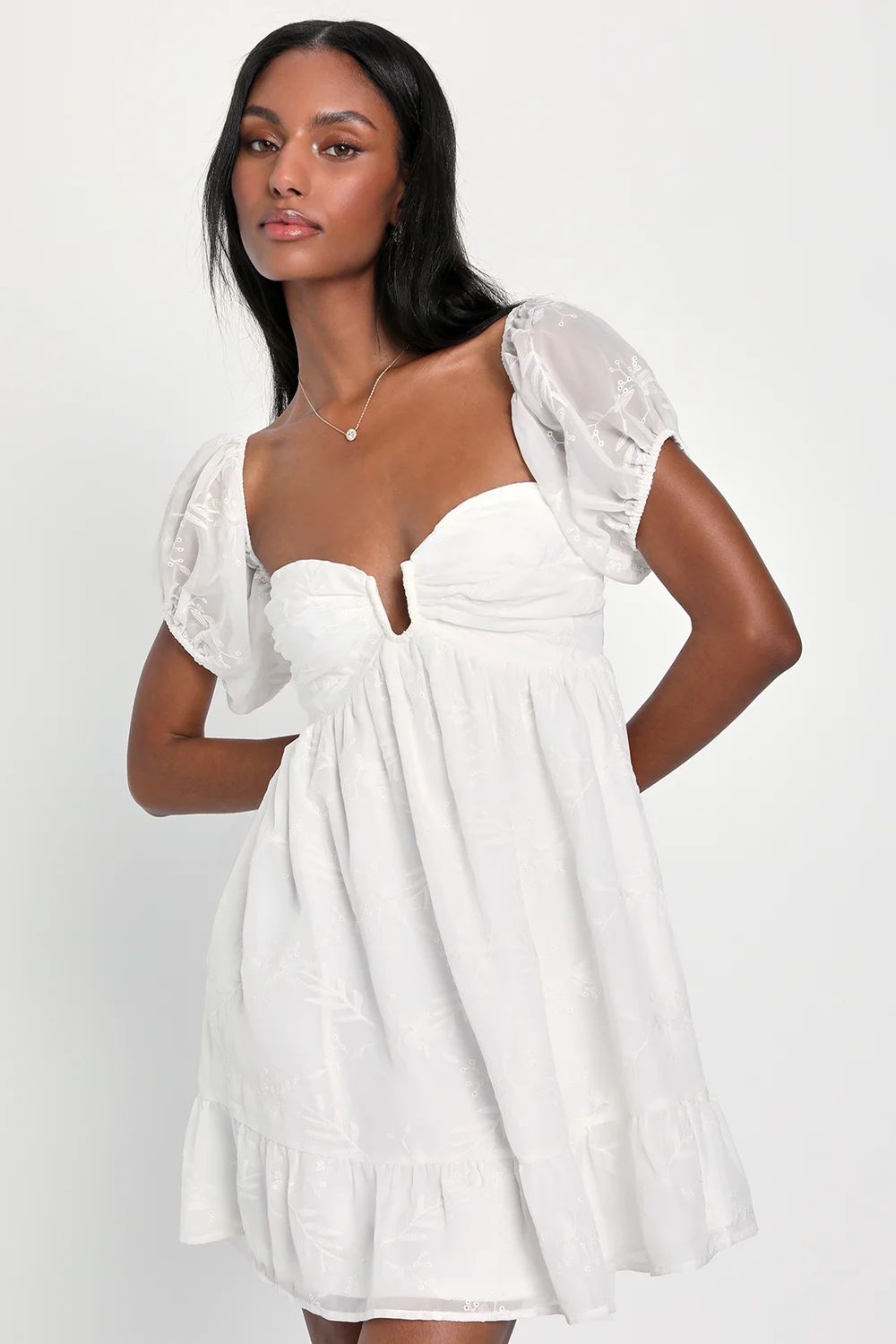 Cutest Icon White Embroidered Off-the-Shoulder Mini Dress | Lulus (US)