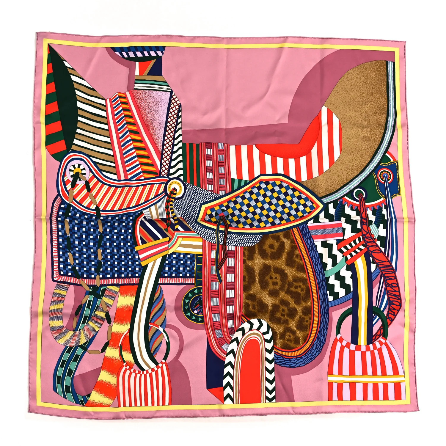 Silk La Selle Imaginaire Scarf 90 Vieux Rose Vert Rouge | FASHIONPHILE (US)