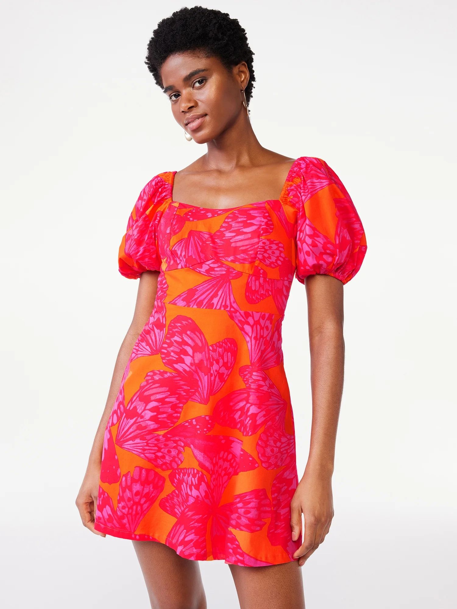 Scoop Women's Puff Sleeve Mini Dress | Walmart (US)