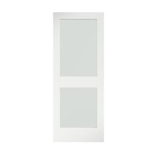 36 in. x 80 in. x 1-3/8 in. 2-Lite Solid Core Frosted Glass Shaker White Primed Wood Interior Doo... | The Home Depot