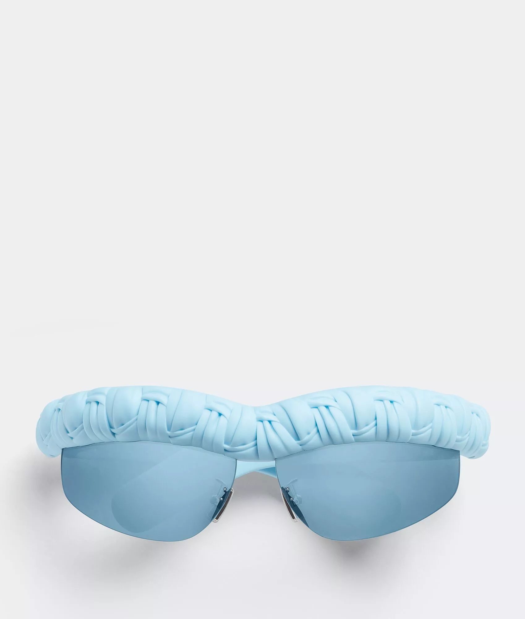Bottega Veneta Pleat Wraparound Oval Sunglasses in Blue