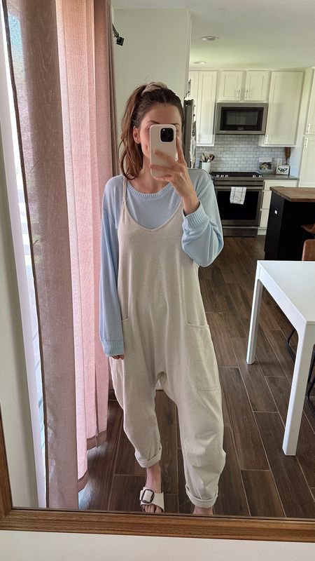 wearing an xs in onesie and sized up to medium in top for an oversized fit 

Spring outfit, mom outfit 

#LTKSeasonal