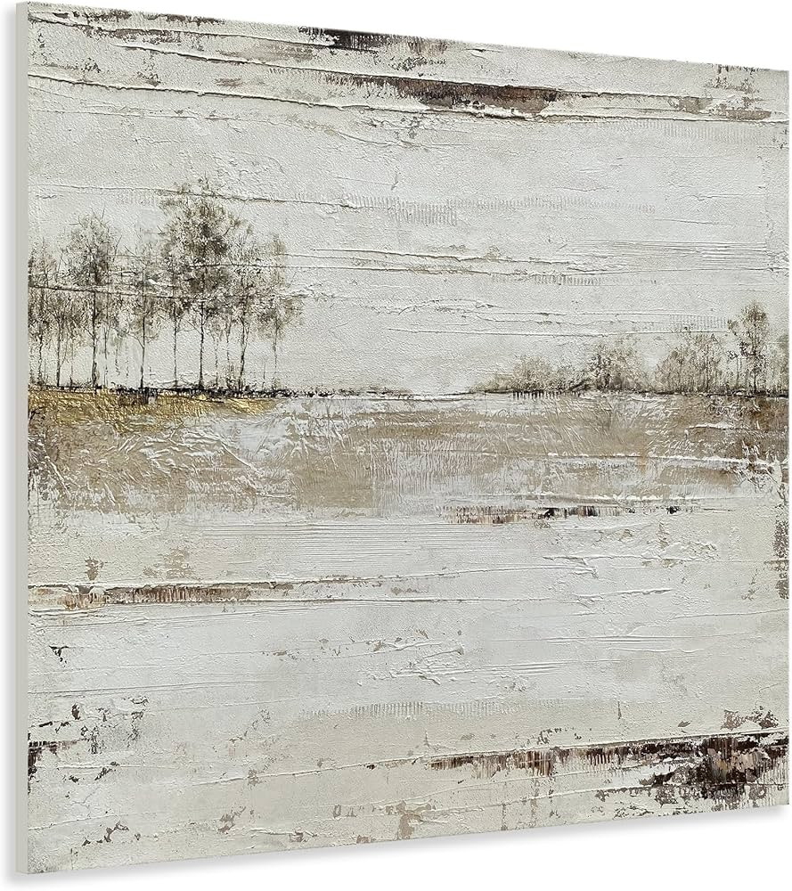 Yihui Arts Rustic Farmhouse Tree Wall Art - Hand Painted Landscape Painting with Gold Foil Accent... | Amazon (US)
