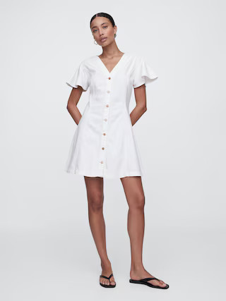 Denim Flutter Sleeve Mini Dress | Gap Factory