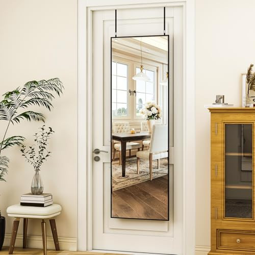HARRITPURE 14"x48" Rectangular Full Length Mirror Aluminum Frame Full Body Mirrors Wall & Leaning Dressing Mirror for Living Room Bedroom Cloakroom,Black | Amazon (US)