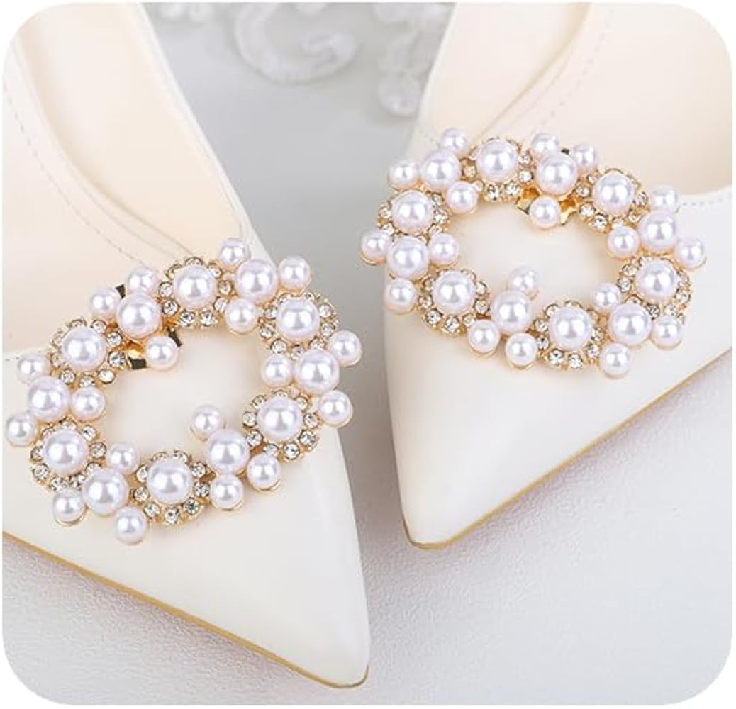JWICOS 1 Pair Rhinestone Shoe Clips Crystal Pearl Shoe Buckles Fashion Shoe Charms Accessories Sh... | Amazon (US)