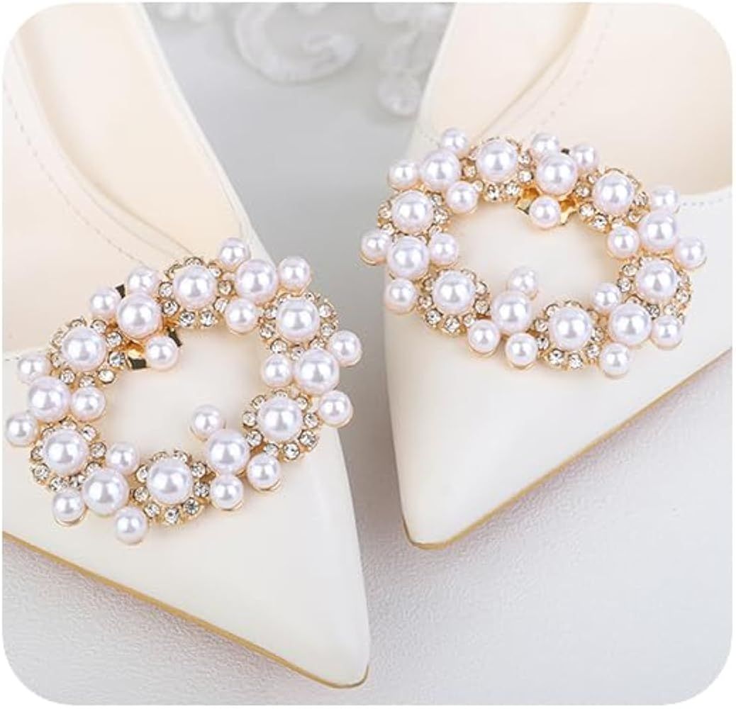 JWICOS 1 Pair Rhinestone Shoe Clips Crystal Pearl Shoe Buckles Fashion Shoe Charms Accessories Sh... | Amazon (US)