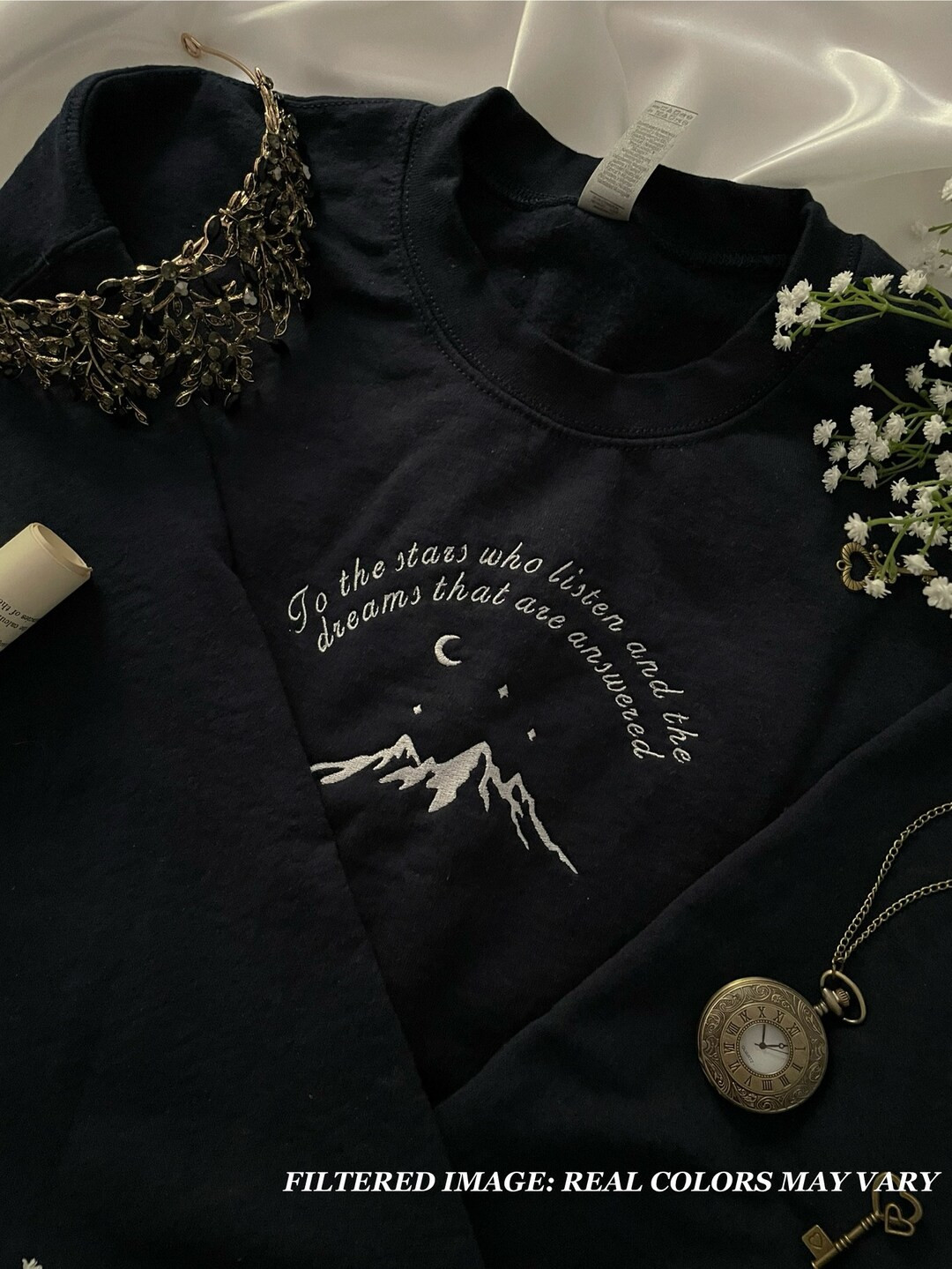To the Stars Who Listen Embroidered Crewneck Sweatshirt Merch ACOTAR Feyre & Rhysand Bookish Nigh... | Etsy (US)