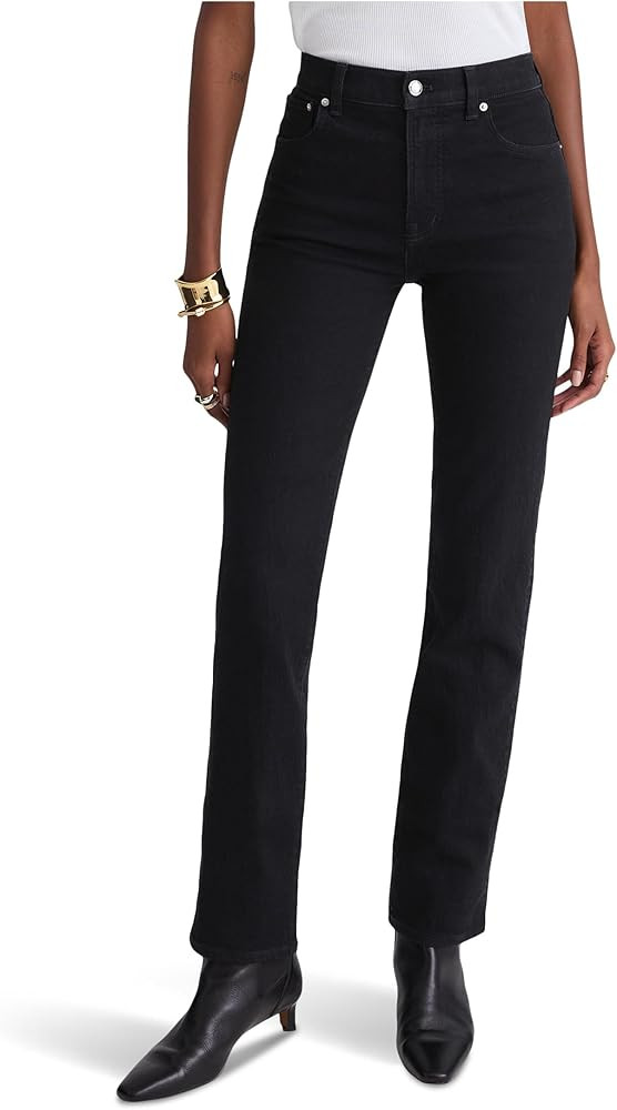 Madewell Womens Longline Straight Jean in Black Frost | Amazon (US)