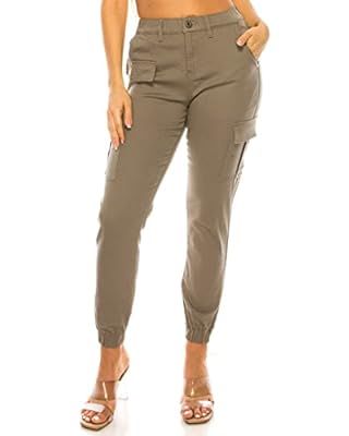 Women's High Waist Jogger Pants - Casual Cargo Elastic Waistband Sweatpants Tapered Fatigue with ... | Amazon (US)