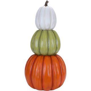 Fraser Hill Farm 31 in. Resin Stacked Pumpkin Trio Halloween Yard Decoration | The Home Depot